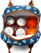 FlowFly Insulated Lunch Cooler Bag - Tote Bag Organizer for Women/Men, Floral#White