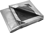 WHITEDUCK Super Heavy Duty Poly Tarp Cover 16 Mil & 10 Mil with Grommets and Reinforced Edges (Brown, White & Silver Black) (Silver Black- 10 Mil, 16' x 20')