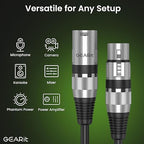 GEARit XLR Male to Female Microphone Cable (20 Feet, 6-Pack) 3-Pin Balanced Shielded Mixer, Recording Studio, Podcast - Black