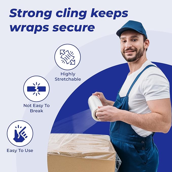 Rosmonde 200 Pack Bulk Plastic Wrap for Moving, 9.4 lbs Rolls, 18" x 1500 ft Shrink Wrap for Daily Bulk Wrapping, 80 Gauge Thick Pallet Wrap for Warehouse, Bulk Stretch Wrap Rolls for Moving & Storage