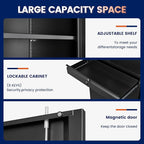 Yizosh Metal Garage Storage Cabinet with Locking Doors and Adjustable Shelves, 71" Tool Storage Cabinet with 1 Drawer for Garage,Warehouse (Black)