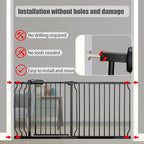 Expandable Baby & Dog Gate 38.5-43.3 Inch, Tension Mounted Indoor Safety Gate for Stairs & Doorways - Black Metal, 30 Inch Tall