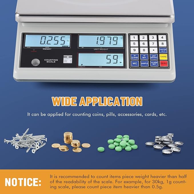 Bonvoisin Industrial Digital Scale for Parts & Coins (10kg/22lb, 0.1g) - Electronic Inventory Counting Scale