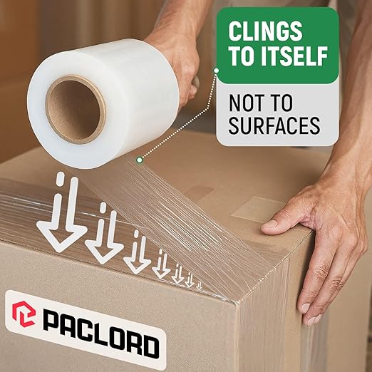 5" x 1000' Industrial Strength Mini Stretch Wrap with Extended Core Handles, Ready to Use Pack of 4 Clear Stretch Film Rolls, 80 Gauge, 500% Elongation - Shrink Wrap for Moving, Packing