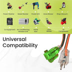 Go Green Power Inc. 14/3 100ft Lighted Outdoor Extension Cord - Durable, Heavy Duty - Perfect for Outdoor Tools & Equipment - GG-13800