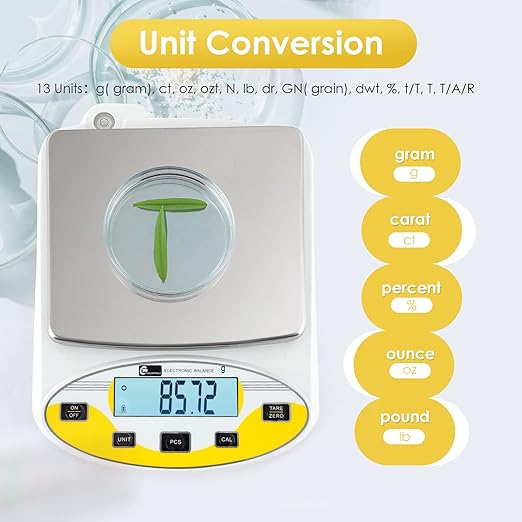 CGOLDENWALL High Precision Lab Scale Laboratory Analytical Electronic Balance Digital Precision Scale Pharmacy Jewelry Scale 110V Calibrated(5000g, 0.01g)