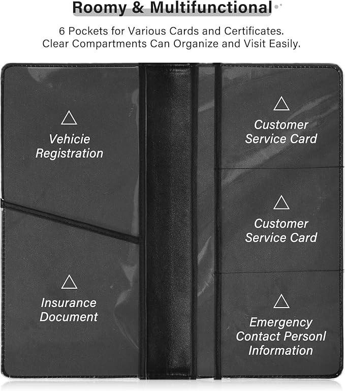 Western Cowboy Car Registration Insurance Card Holder, Waterproof Leather Glove Box Organizer Car Essential Document Glove Wallet