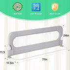 Folding Bed Rail for Toddlers,Baby Bed Rail Guard with Reinforced Anchor Safety System,Fit Bunk,Full Size,Queen,King,Twin(Grey,71"x23.6")
