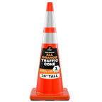 Xpose Safety 36 Inch Orange Traffic Cones with 6" & 4" Collars, 1-Pack - Multipurpose PVC Plastic Safety Cone for Parking, Soccer, Caution, Kids and Construction - DOT Approved
