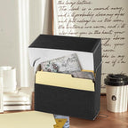 Lineco Archival Document Storage Box with Metal Edge, Acid-Free Black Boxboard, Organize and Store Files, Prints, Photos, Jumbo-Sized Case 15.5" x 12.5" x 5" Wide, Pack of 2