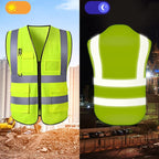 Personalized Safety Vest Custom High Vis Vest Customize Logo Safety Vest with Reflective Strip 5 Pockets Workwear