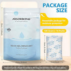 Moisture Absorbers – 100 Gram 16 Packs Silica Gel Packets Food Grade Silica Packets with Color Indicating, Premium Desiccant Packs for Food, Electronics, Closet, Jewelry and Safe Storage