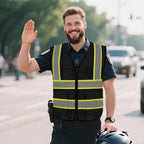 Hi Vis Vest for Men Women 5 Pockets High Visibility Vest with Reflective Strips,Safety Vest with Mesh Fabric, Breathable, (GR720-Black,3XL).