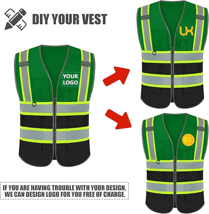 BeautyWill Custom Logo Safety Vest Class2 High Visibility Reflective Vest Breathable Construction Vest