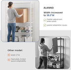 ALANNG 40" W Foldable 5-Tier Storage Shelves with Wheels, Adjustable & Removable Metal Rack, Heavy Duty Rolling Organizer for Kitchen, Garage, Closet, Pantry, and Office (White,4 Pack)