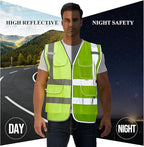 SIFE Reflective Safety Vest High Visibility Vest With 7 Pockets And YKK Zipper, ANSI/ISEA Class 2 Standard, Made With 3M Reflective Tape(03YG-Yellow Mesh,M)
