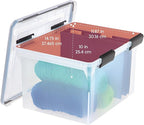 IRIS USA File Box WeatherPro File Organizer Plastic File Box for Letter/Legal File, Water Resistant Document Box, Durable Lid, Seal w/Secure Latching Buckles, Stackable, Nestable, Clear 32 Qt. 4Pack