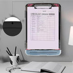 Clipboard with Storage,Heavy Duty Plastic Storage Clipboard with Low Profile Clip,Teacher Must Haves,Office Supplies,Rose Flower Skull