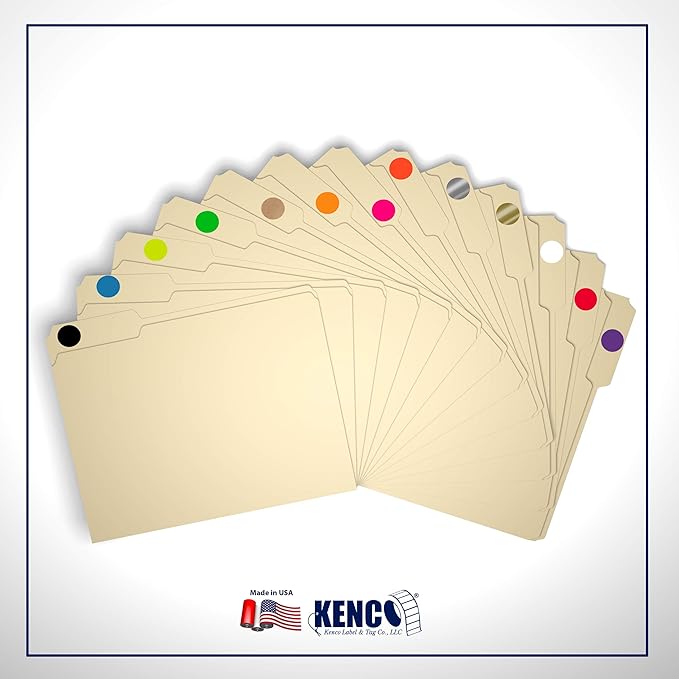 Kenco Color Coding Circle Dot Sticker Labels on a roll (Mix N Match 10 Pack, 2 INCH 500 Stickers)