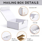 Small Shipping Boxes 3.5x3.3x1.6 Inches, 50-Pack White Corrugated Cardboard Gift Boxes for Mailing, Packaging & Storage