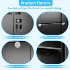 SUXXAN Broom Closet Storage Cabinet with Wheels 71.4"x 33.9"x16.9", Metal Cleaning Cabinets with Hooks and Hanging Rods, Lockable Cabinet with Pegboard, Adjustable Shelf,for Garage, Laundry Room