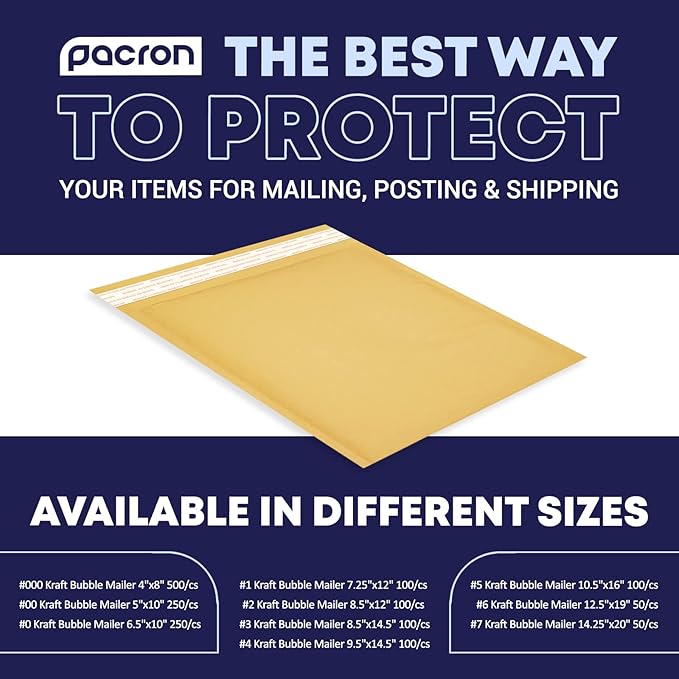 Kraft Bubble Mailer - 500 Pack 4x8 Inch, Padded Shipping Envelopes - Bulk Yellow Padded Mailing Envelopes for Mailing Documents & Much More (Made in USA)