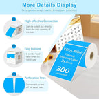 3 X 5 Inch Printable Rectangle Color Coding Labels, 300 Per Roll Adhesive Color Coding Stickers for Bar-Codes, Address, Small Business Labeling, Inventory, Fluorescent Blue