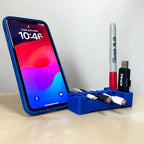 DeskBrick – Patented Non-Slip Steel-Weighted Desk Organizer & Cable Management Gadget, Versatile Cord, Phone & Accessory Holder for Office, Home & Desktop – Best Gift for Men. Blue