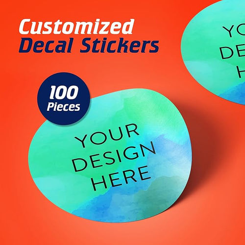 100 Custom Vinyl Stickers - Upload Your own Image, Text, Design, Logo - Personalized Logo Labels for Handmade, Packaging, Bottle, Jars, Candle, Brand Stickers (Blue Green, 4x4)