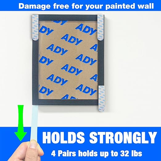 ADY Picture Hanging Strips Heavy Duty 40Pairs，Damage Free Removable Picture Hangers, Refill Adhesive Strips for Rent Room, Hook and Loop Strips Mounting Tape for Painted Wall