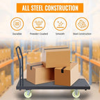 Heavy Duty Platform Truck, Industrial Panel Truck Cart 360 Degree Swivel Wheels, Flatbed Cart Add Reinforcing Steel Bar with 2500 Lbs Capacity, 47X 24 Inch