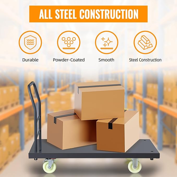 Extra Large Platform Truck Cart, 47 X 24 Dollies Cart, Heavy Duty Push Cart Dollies with 2500 LBS Capacity, Foldable Flat Cart Hand Trucks with 5" Swivel Wheels