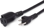 Amazon Basics Extension Cord, 13 Amps, 125V, 3 Foot, Black - Pack of 2