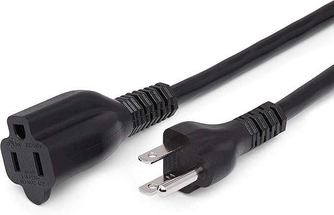 Amazon Basics Extension Cord, 13 Amps, 125V, 3 Foot, Black - Pack of 2