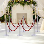 6 Packs Stanchions Posts, Stanchions Set Crowd Control Barriers with 4.9 ft Red Velvet Rope, Stanchion and Velvet Ropes Red Carpet Poles for Party Supplies