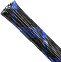 Expandable Braided Sleeving, PET Automotive Wire Loom, Flexible Cable Management for Audio Video and Other Home Device, Cord Protector from Pets (Black Blue, 1/4" x 25ft)