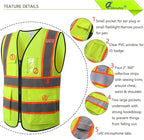 Reflective Mesh Safety Vest for Men Women with 5 Pockets and Zipper Front High Visibility Mesh Vest Hi Vis Construction Work Vest,Meets ANSI/ISEA Standards(EK175-Yellow-S)