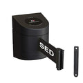 Crowd Control Warehouse - CCW Series WMB-220 Fixed Wall Mount Retractable Belt Barrier - 15 Foot, Black"This LINE Closed" White Letters Belt with Black ABS Case