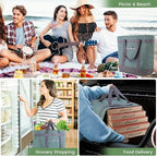 Insulated Cooler Bag, 1PK Insulate Tote Bag for Grocery Shopping, Non-Waterproof Cooler Bags Insulated for Travel/Picnic, Pizza/Food Delivery Bag to Keep Food Cold/Hot (Cationic Cloth, Green)