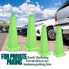 BESEA 6 Pack 28" Bright Green Traffic Safety Cones with Weighted Base, High-Visibility Parking Cones for Driveways, Business Parking Lots, Garages, Indoor/Outdoor Use