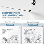 MaxGear Glass White Board 48x36 Inches Brilliance White Magnetic Dry Erase Board Wall Mounted Whiteboard, Large Frameless Whiteboard with 1 Eraser,3 Markers and 6 Magnets for Office, School, Home