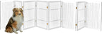 Pet Dog Gate Strong and Durable Freestanding Folding Acacia Hardwood Portable Wooden Fence Indoors or Outdoors by Urnporium (White Pet Gate, 8 Panel 30" Tall)