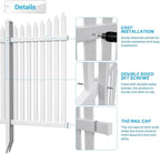 Patio Outdoor Fence 36"Hx84"L (2Sets) White Vinyl Picket Fence Panels Privacy Fence Decorative, PVC Garden Fence Temporary Fencing for Backyard Porch Dogs, Suitable for Soft Ground