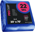 PROTARP Extreme Heavy Duty 22 Mil Tarp Cover, Waterproof, UV Resistant, Rip and Tear Proof, Poly Tarpaulin with Reinforced Edges for Roof, Camping, Patio, Pool, Boat. (Blue 30′ X 70′)