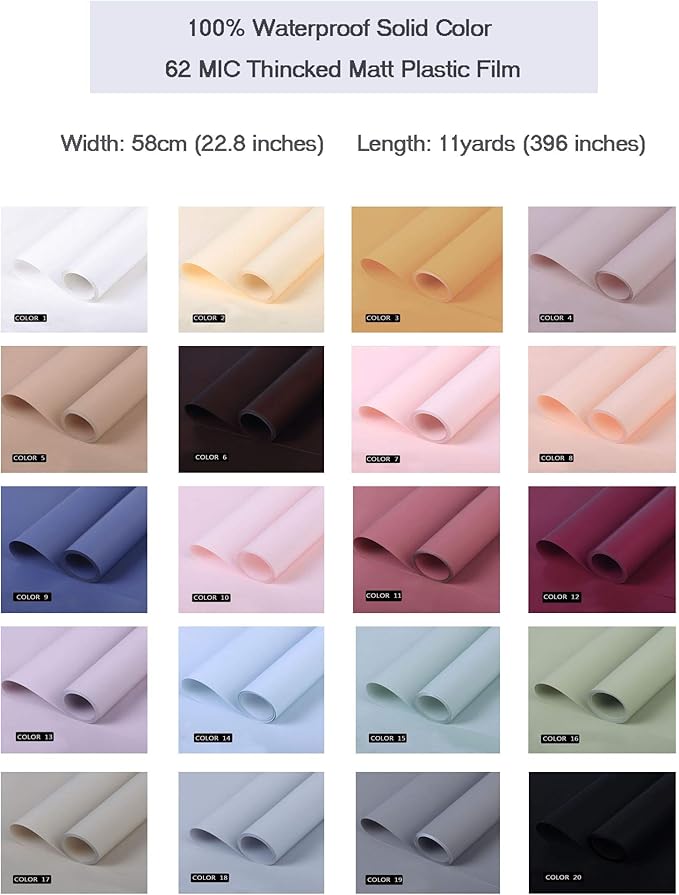 FWSA WRAPS Flower Wrapping Paper Roll Korean Floral Bouquet Packing Supplies Waterproof Fresh Flowers Gift Packaging Marterials (COLOR 19) 22.8 x 396 inches