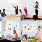 Magnetic Glass Whiteboard, 4' x 3' Glass Dry Erase Board for Wall, 48" x 36" Large Frameless White Board with 1 Marker Tray and 3 Magnets for Office, Home, Classroom - Normal White