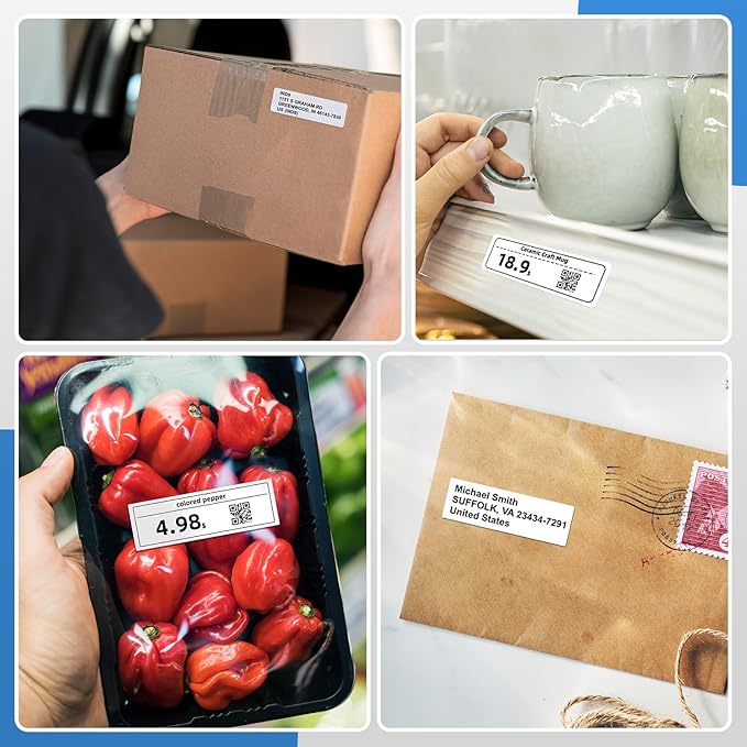 Suminey - Compatible Address Labels Replacement for Brother DK-1201 (1.1 in x 3.5 in), Use with Brother QL Label Printers [10 Rolls/4000 Labels + 1 Frame]