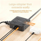 10Ft Power Strip with Surge Protector, 8 Outlets 4 USB Ports Extension Cord, Flat Plug Charging Station for Home Office Desk & College Dorm Essentials, Black