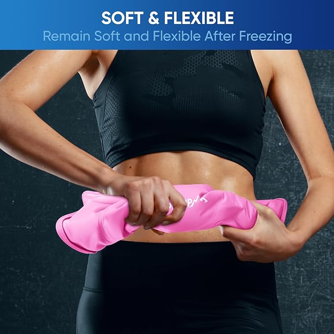 APEXUP Gel Ice Packs for Injuries Reusable, Flexible Double Sided Cold Packs for Injuries, Ice Pack for Knee, Shoulder, Back, Hip, Leg, Arm (Pink, L, 2PK)