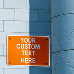 Aluminum Weatherproof Metal Sign Multiple Sizes Custom Personalized Text Here Orange White Warning Horizontal Street Signs 24x18Inches